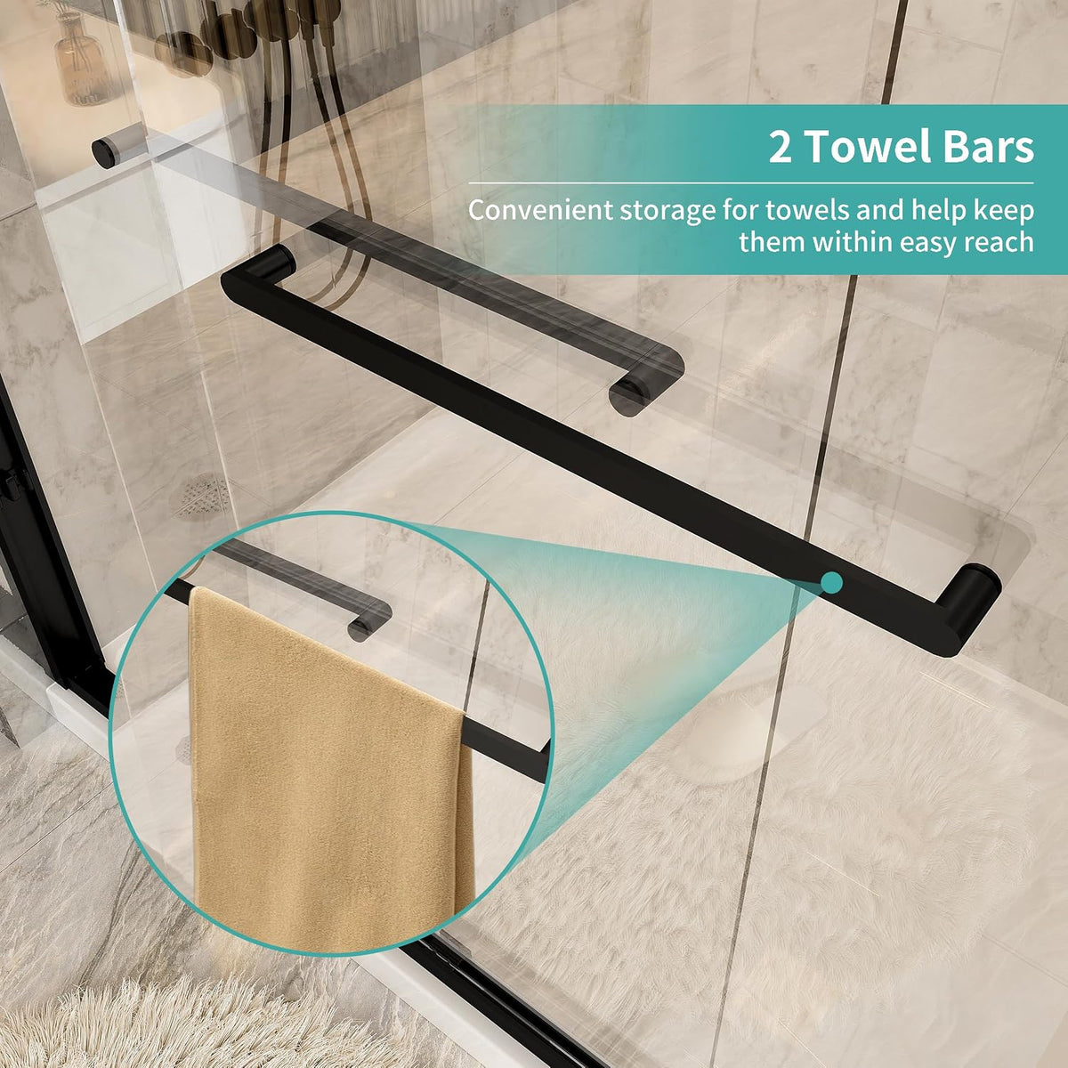 56-60 in. W x 76 in. H Soft-Close Double Sliding Shower Door, Semi-Frameless Bypass Shower Glass Door, with Explosion-Proof Film, with 5/16'(8mm) SGCC Tempered Glass