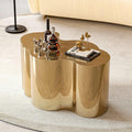IKIFLY Modern Gold Stainless Coffee Table, Small Cloud Fashion Design Accent Table for Living Room Bedroom