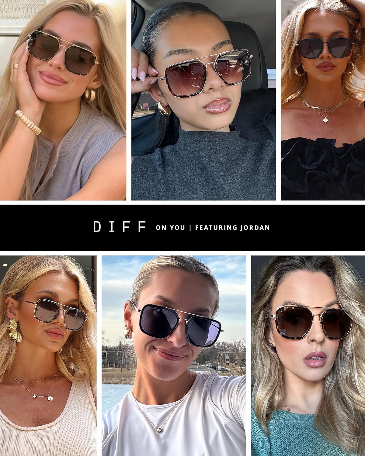 DIFF Jordan Designer Navigator Sunglasses for Women | 100% UVA/UVB Protection | Solid Frames