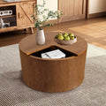 27.16' Round Coffee Table with Storage Modern Wooden Coffee Table Circle Accent Center Table for Living Room Small Space Apartment Office (Circle Brown)
