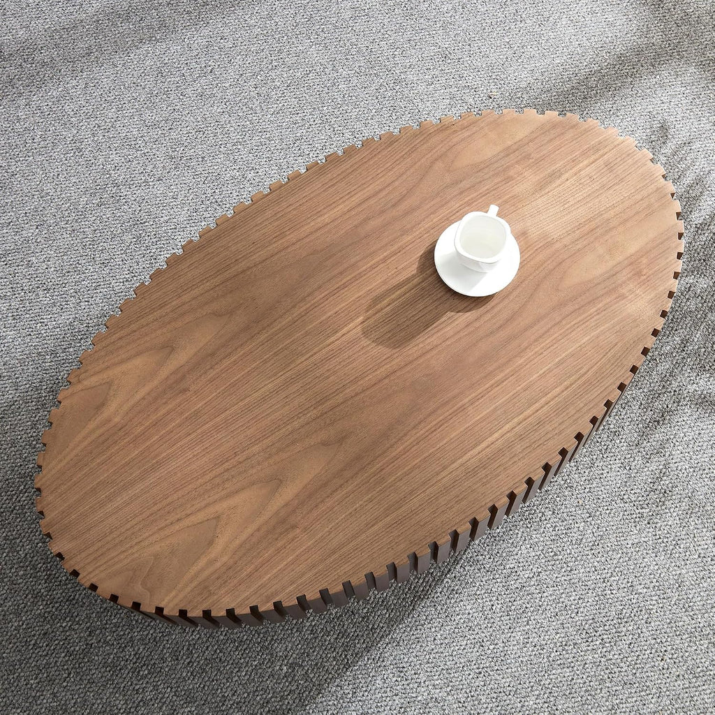 KEVINSPACE Coffee Table Oval 43.7' Wood CoffeeTable for Living Room Farmhouse CoffeeTable Mid-Century CoffeeTable Modern Sofa SideTable Home Furniture Small Space Office Apartment Walnut