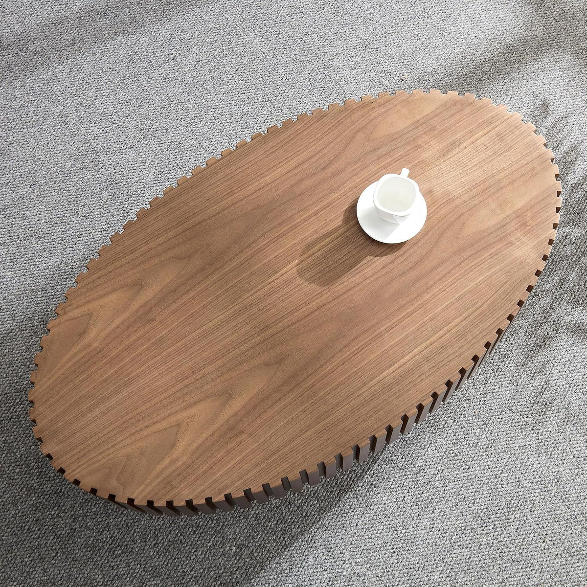KEVINSPACE Coffee Table Oval 43.7' Wood CoffeeTable for Living Room Farmhouse CoffeeTable Mid-Century CoffeeTable Modern Sofa SideTable Home Furniture Small Space Office Apartment Walnut