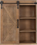 Kate and Laurel Cates Wood Wall Storage Cabinet with Sliding Barn Door; 22 x 9 x 28; Rustic Brown; Decorative Farmhouse Over the Toilet Cabinet with Three Shelves for Bathroom or Kitchen Storage