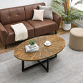 Oval Coffee Tables for Living Room, Solid Wood Coffee Tables and Metal Legs, Mid Century Modern Coffee Table, Designed Home Furniture, Center Large Coffee Table, Brown Tea