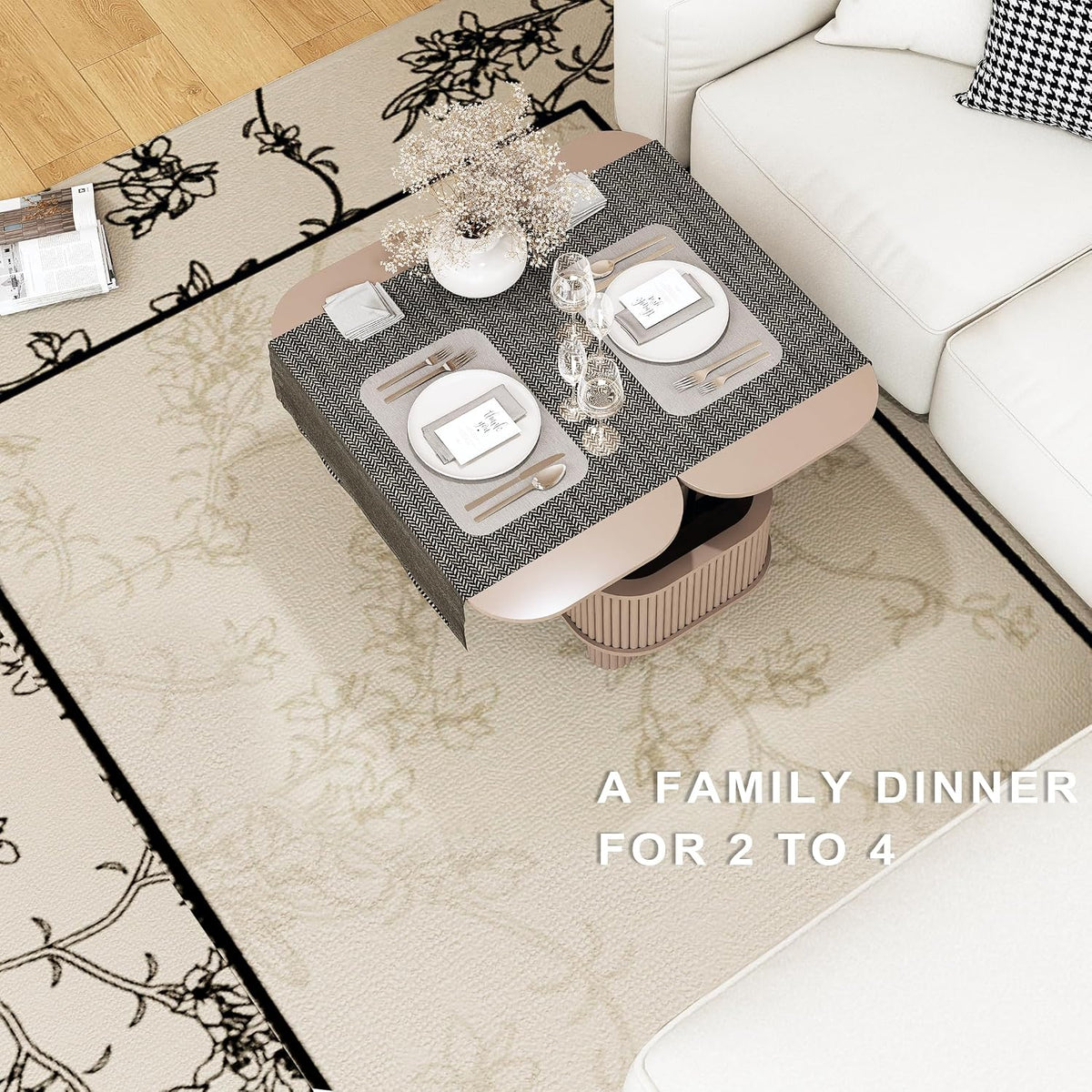 Lifting Coffee Table for Living Room，26-Inch Lift that Converts to Dining Table，3 in 1 Pull Out Coffee Table with Storage，Oval Wood Center Table, Space-Saving for Eating & Laptops