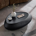 45.28' Oval Coffee Table, Modern Faux Stone Circle Center Tables Accent Drum End Side Table for Living Room, No Installation Required,Black