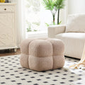 Square Ottoman Stool, Boucle Ottoman Coffee Table with with Full Coverage, Modern Vanity Stool, Upholstered Tufted Foot Rest Pouf for Bedroom, Living Room, Entryway, Tan