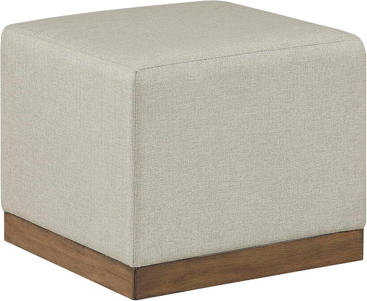 Lexicon 44' Square Coffee Table with 4 Upholstered Stools, Maple Veneer Wood Cocktail Table, Gray Upholstered Stools with Casters, Modern Living Room/Apartment Centerpiece, Full Assembled, Brown