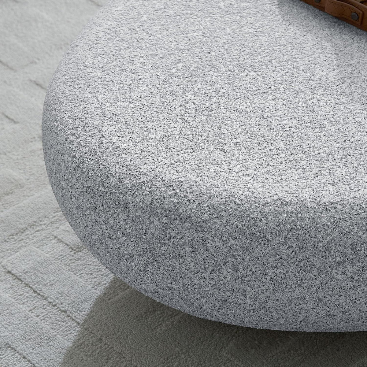 Modern Coffee Tables for Living Room 55.12'' Coffee Table Mid Century Center Large Unique Minimalist Accent Luxury Stone Low Tea Farmhouse Fiberglass No Need Assembly Rock Grey