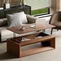 43.3'' Lift Top Coffee Table with Hidden Storage, Solid Wood Veneer Modern Center Table with Hydraulic Gas Spring, Floating Surface Tea Table for Living Room (43.3'' Walnut Lift-Top Coffee Table)