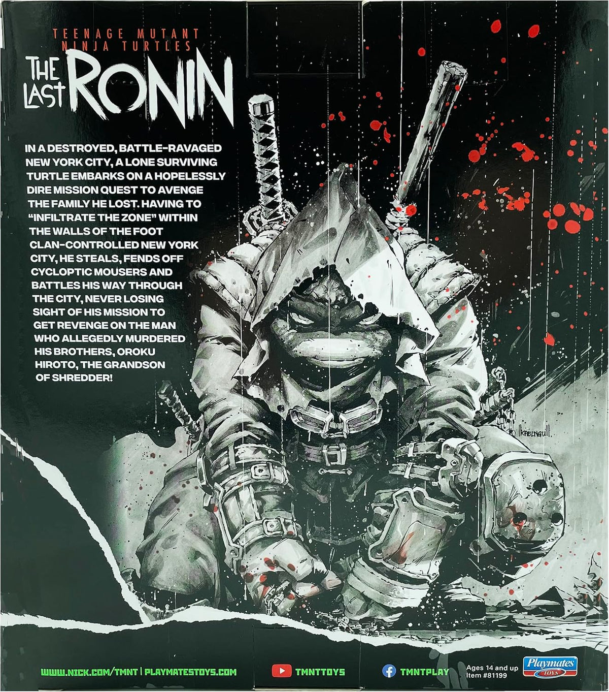 BANDAI Teenage Mutant Ninja Turtles The Last Ronin Michelangelo Action Figure Black & White | TMNT The Last Ronin 4.5'' Articulated Action Figure with Accessories | Las Tort Toys