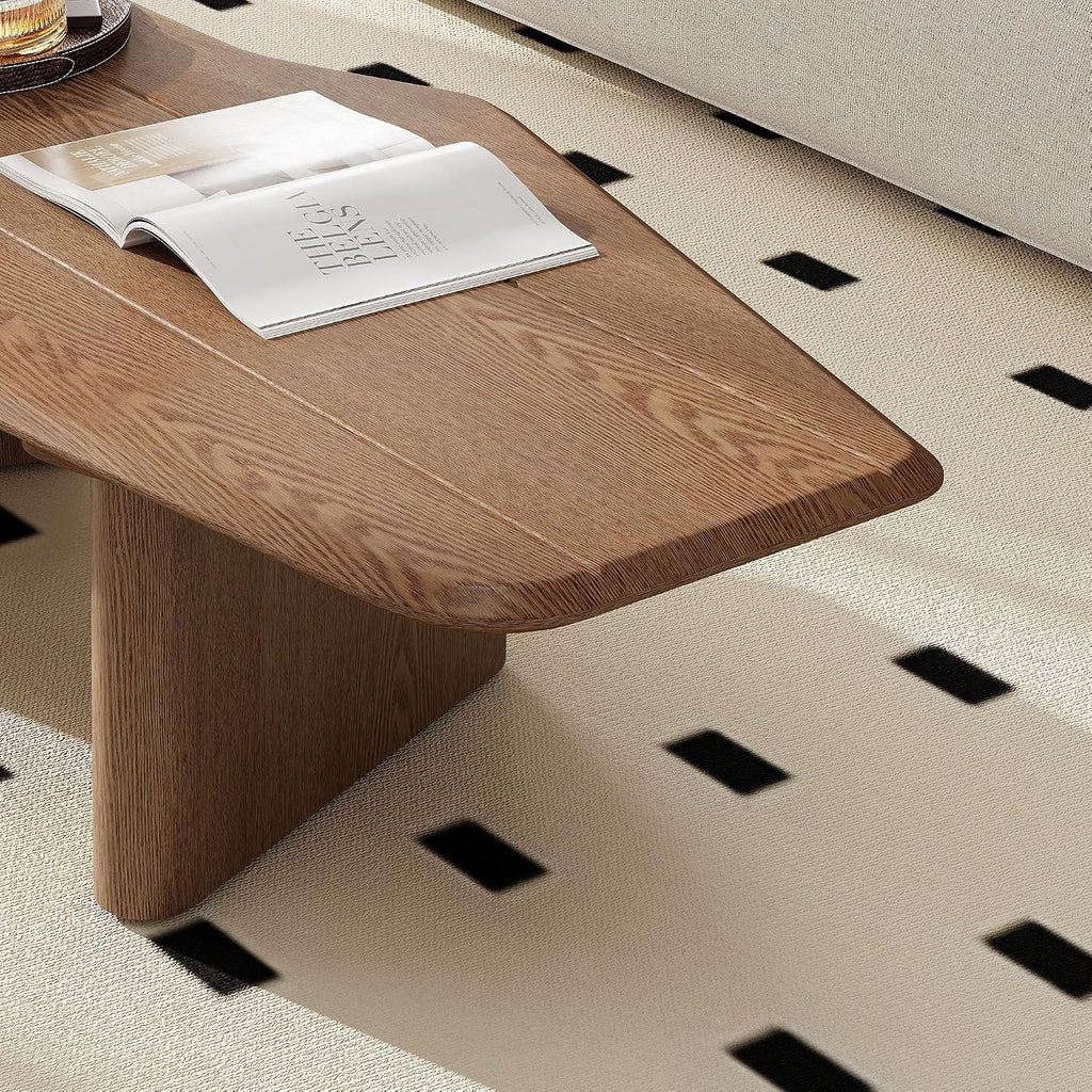 Modern Coffee Table, Small Coffee Tables for Living Room Wood Top Wooden Center Wooden Table Farmhouse Mid-Century Unique Easy Assembly for Living Room & Bedroom,Office, 47.2' W x13.8 H