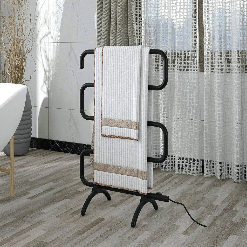 Exquisite Bathroom Shelves Towel Dryer Wall-Mounted Plug-in Bath Towel Heater, Heated Towel Holder Built-in 5 Bars Towel Warmer Spa Equipment All-Season Helper