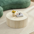 Round Coffee Table for Living Room, Circle Center Table Moder Faux Travertine Pattern Table with Relief Design for Apartment (35.43', MDF, No Assembly)
