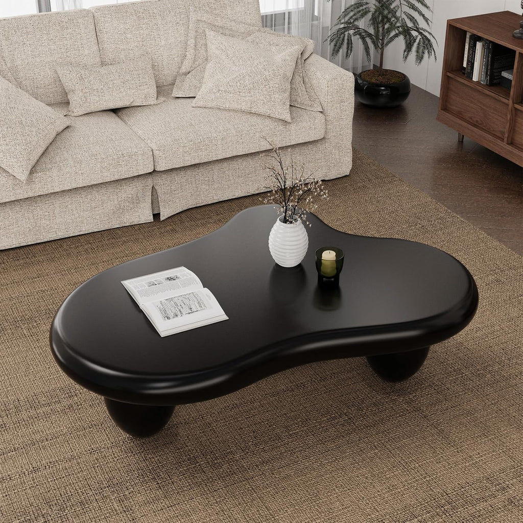 Cloud Coffee Table Modern Cute Coffee Tables Irregular Simple Tea/Center Table for Small Space End Table for Living Room, Home Office, Indoor (Black A Cloud 47.2' Wx35.4 Dx15.7 H)