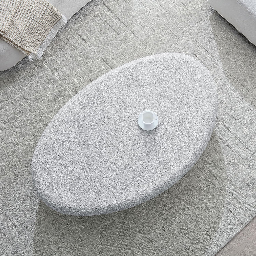 Modern Coffee Tables for Living Room 55.12'' Coffee Table Mid Century Center Large Unique Minimalist Accent Luxury Stone Low Tea Farmhouse Fiberglass No Need Assembly Rock Grey