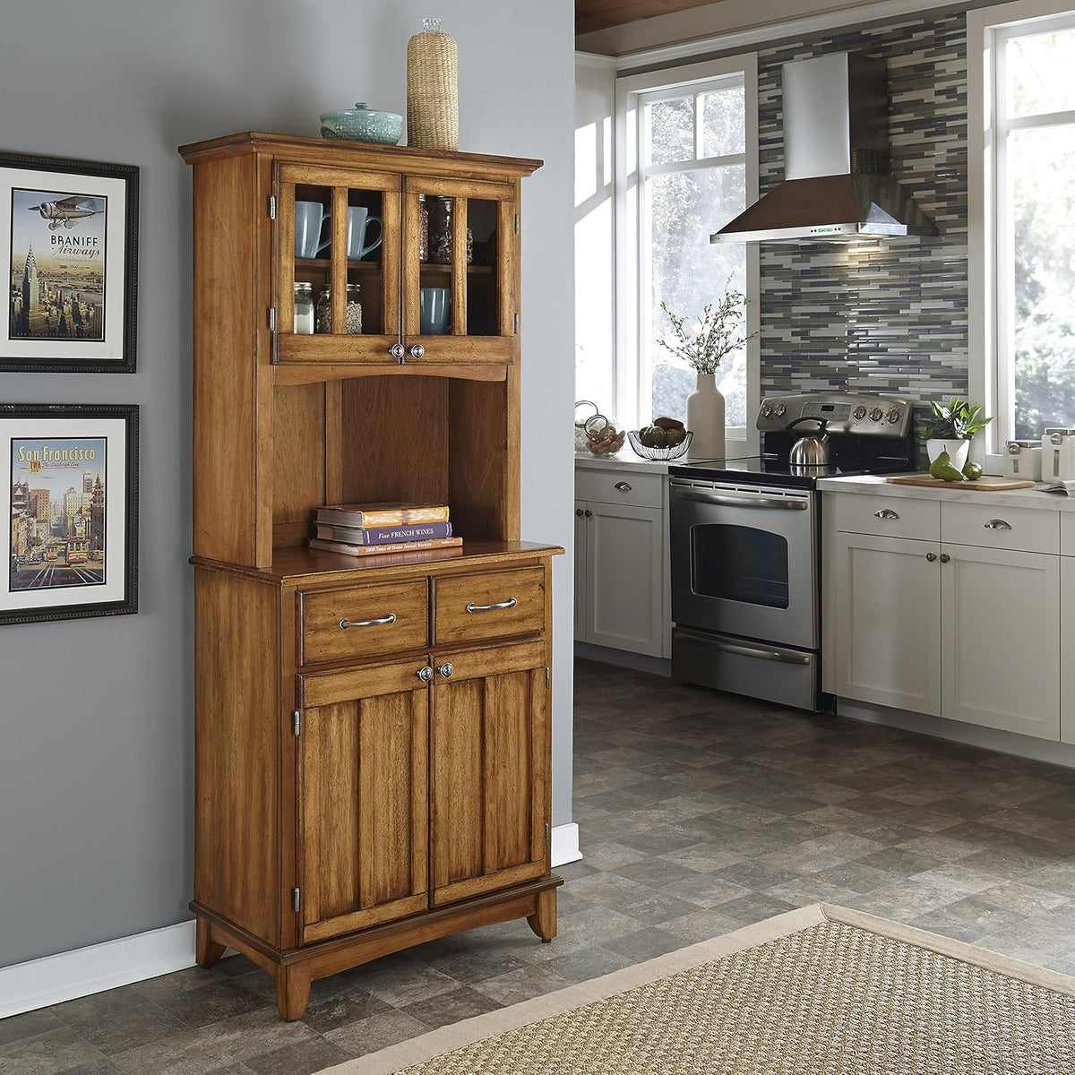 homestyles Buffet Of Buffets Brown Buffet with Hutch